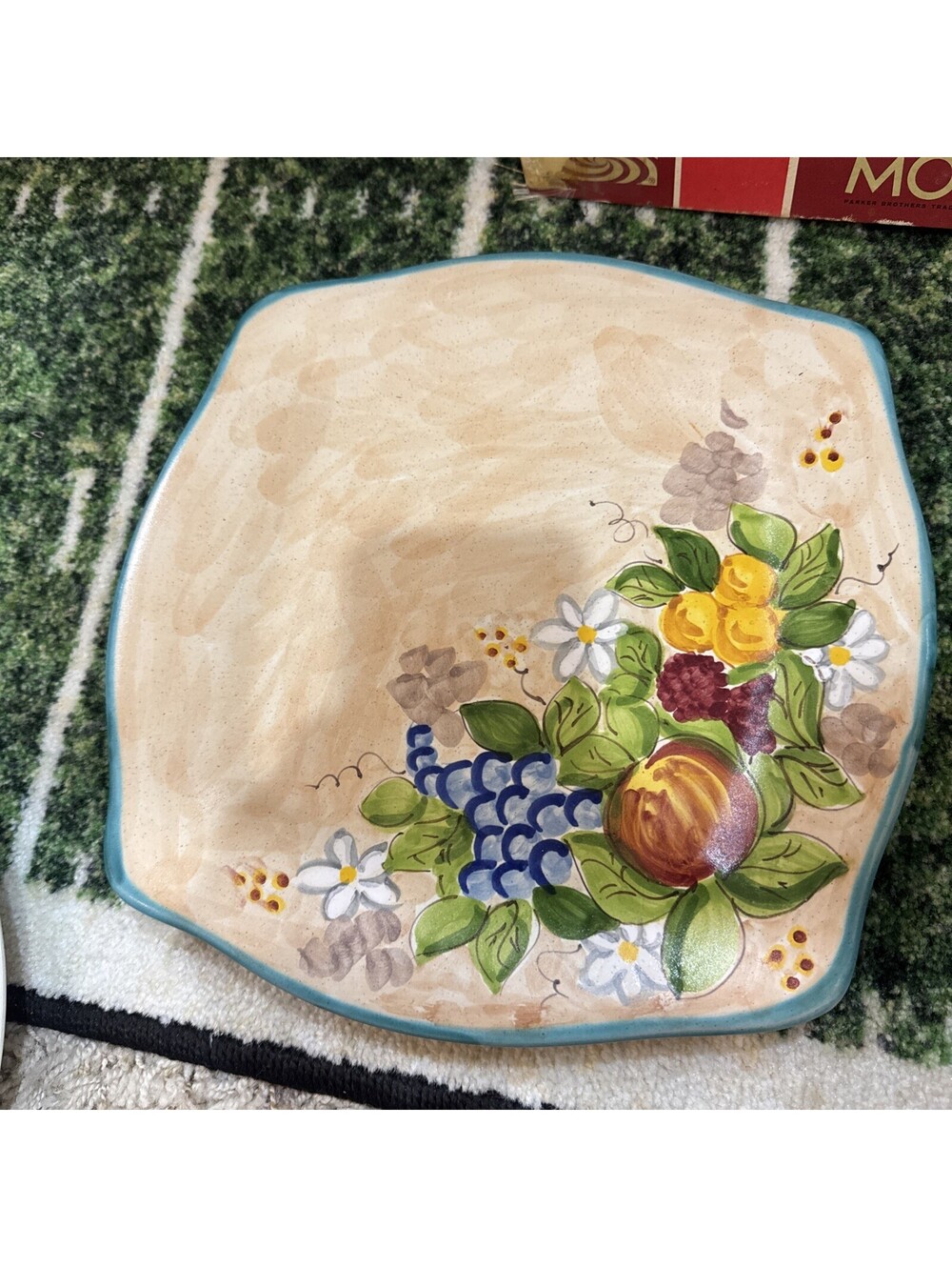 Buon Sapore hand-painted ceramic square plate from Italy